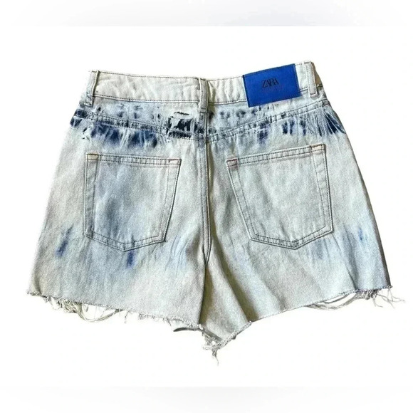 ZARA Bleached Tye Dye Festival Denim Jean Shorts Size 2 - Picture 6 of 7